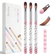 MelodySusie 3Pcs Acrylic Nail Brush Set, Size 8/10/14 Professional Pink and White Gradient Wooden...