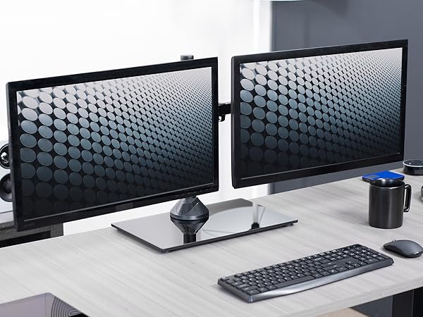 Dual Monitor Stand w/ Glass Base