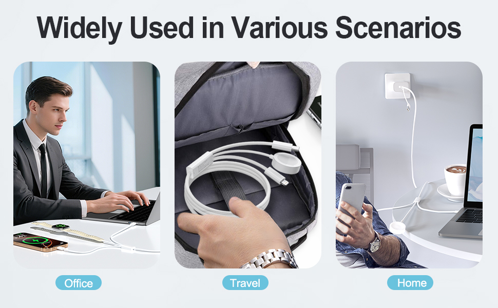 3 in 2 USB C Cable for Apple Watch Charger