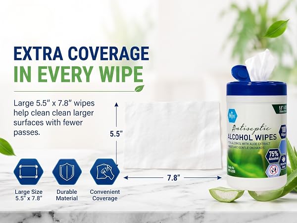 Alcohol Based Disinfectant Wipes, 100 Pack, with Aloe Vera