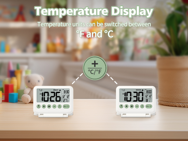 Temperature units can be switched between °F and °C