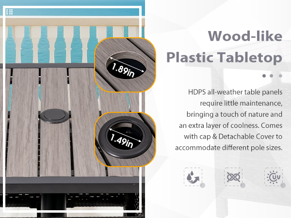 Wicker Side Coffee Table with Umbrella Hole 