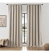 Joydeco Faux Linen Curtains 84 Inch Length 2 Panels Set, Light Filtering Curtains for Bedroom, 52...