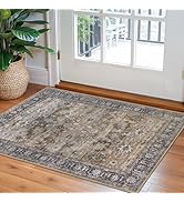 KOZYFLY 2x3 Rug Washable Floral Rug Soft Small Area Rug Non-Slip Non-Shedding Faux Wool Multi-Col...