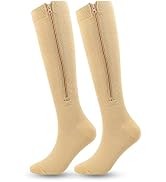 Bawnhaw Compression Socks with Zipper for Men &amp; Women, Elastic Graduated Zipper Compression Stock...
