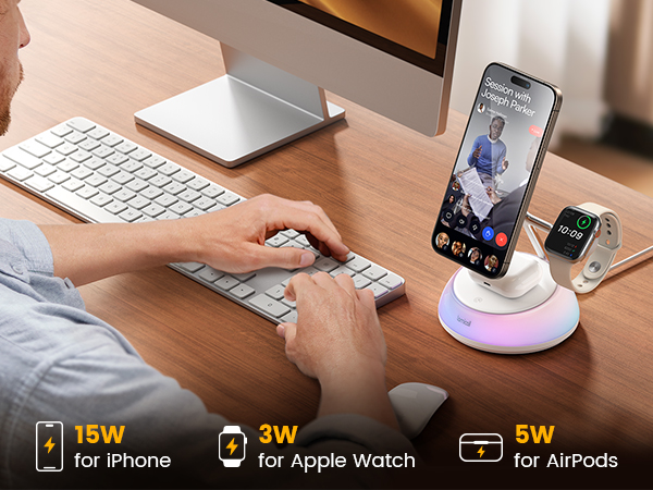 Lamicall 4 in 1 Charging Station for Apple - Qi2 Wireless Charger Stand for MagSafe 