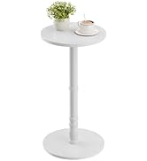 Homleke Round Side Table, Solid Wood Pillar with Wood Top &amp; Base, Small Drink Accent Table for Li...