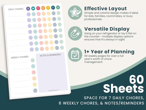 effective layout flexibility 6x9 a5 60 sheets to dos priorities chores tasks