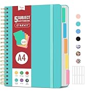 Large Spiral Lined Notebooks for Work With Removable Dividers &amp; Tabs, 8.5"x11" Hardcover 5 Subjec...