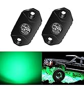 4WDKING Green LED Rock Lights, 2 Pods IP68 Waterproof Underbody Glow Trail Rig Lamp LED Neon Ligh...