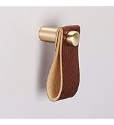 12 Pack Leather Pulls goldenwarm Brass Leather Drawer Pulls Brushed Gold Knob - LS9215GD Handmade...
