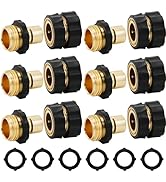 Triumpeek 3/4" Garden Hose Connector, 12 Pieces Garden Hose Quick Connect Fittings, Male and Fema...
