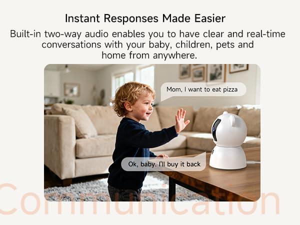CINMOORE Indoor Pan-Tilt Security Camera with SD Card for pet/Kid, 24/7 Recording, Two-way Audio