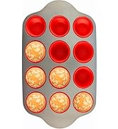 Boxiki Kitchen Non-Stick 12 Cup Silicone Muffin Pan With Steel Frame - BPA Free, Non-Toxic, Anti-...