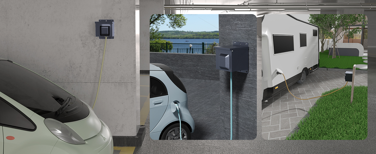 50 Amp RV Power Outlet Box with Breaker Weatherproof 125/250V UL Listed NEMA 14-50R RV Receptacle