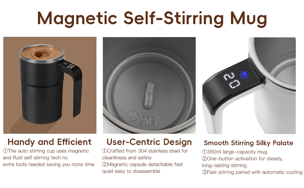 316 Stainless Steel Auto Magnetic Mixing Cup Rechargeable