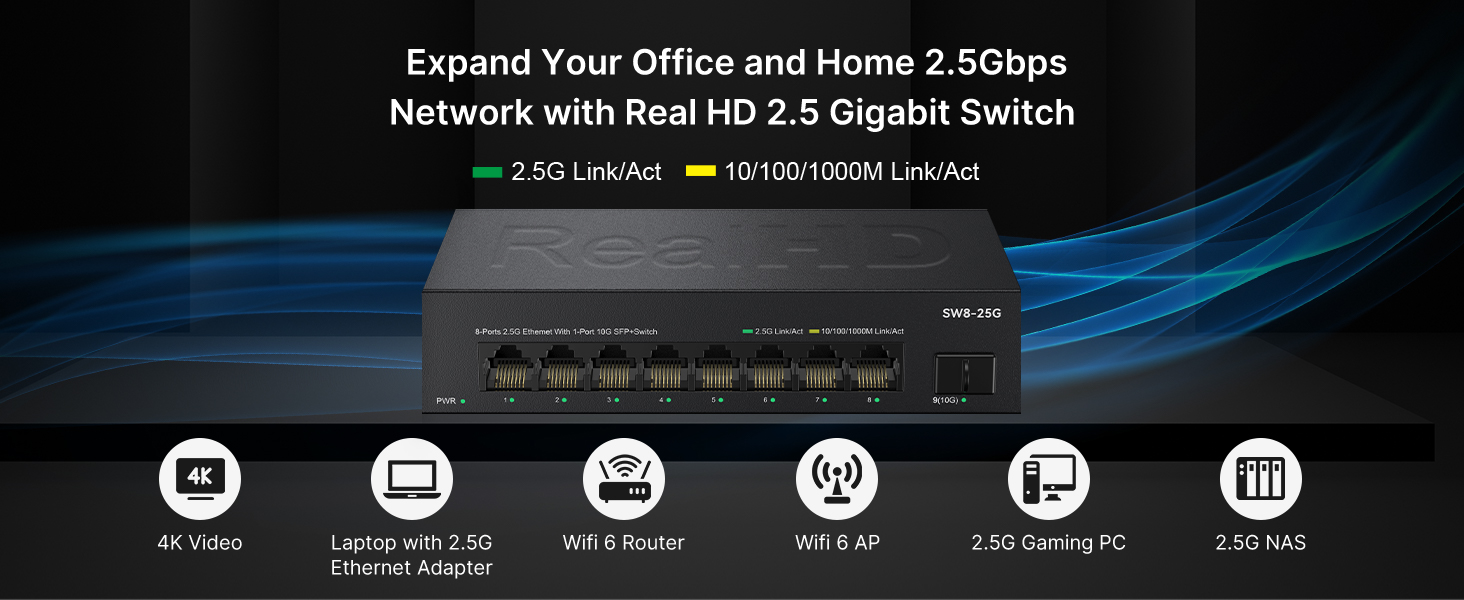 8 port 2.5gbe network ethernet switch unmanaged