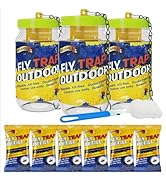 3 Pack Reusable Outdoor Fly Traps Bottles, Fly Killer Catcher Jar with 6 Natural Fly Bait Refills...