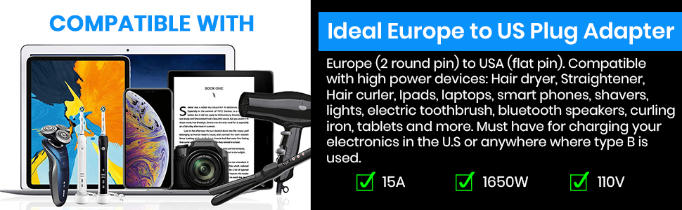 computer hair dryer straightener light mobile phone ipad iphone charger charging speaker shaver plug