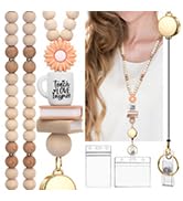 YAVVOZH Teacher Lanyard with Id Holder, Cute Lanyards for Id Badges Keys, Retractable Natural Woo...