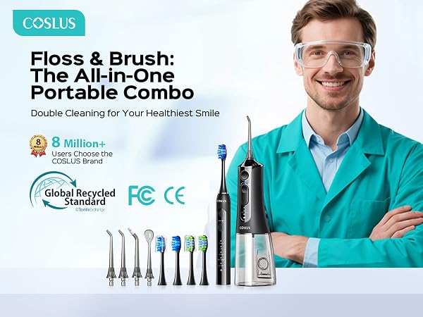 Electric Toothbrush with Water Flosser Combo
