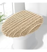 Smiry Soft Chenille Bathroom Toilet Lid Cover, Stays in Place Rubber Backing Covers, Machine Wash...