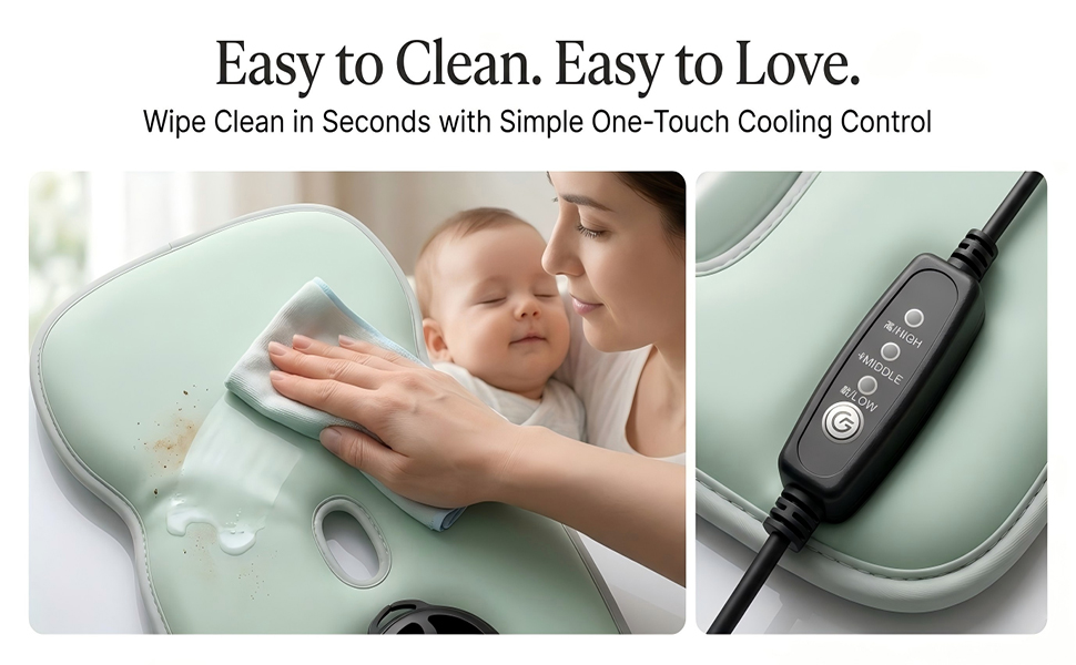 Easy clean baby cooling pad with adjustable control
