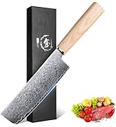 ROCOCO Damascus Nakiri Chef Knife Hand Forged Sharp Japanese Cooking Knives Professional Multipur...