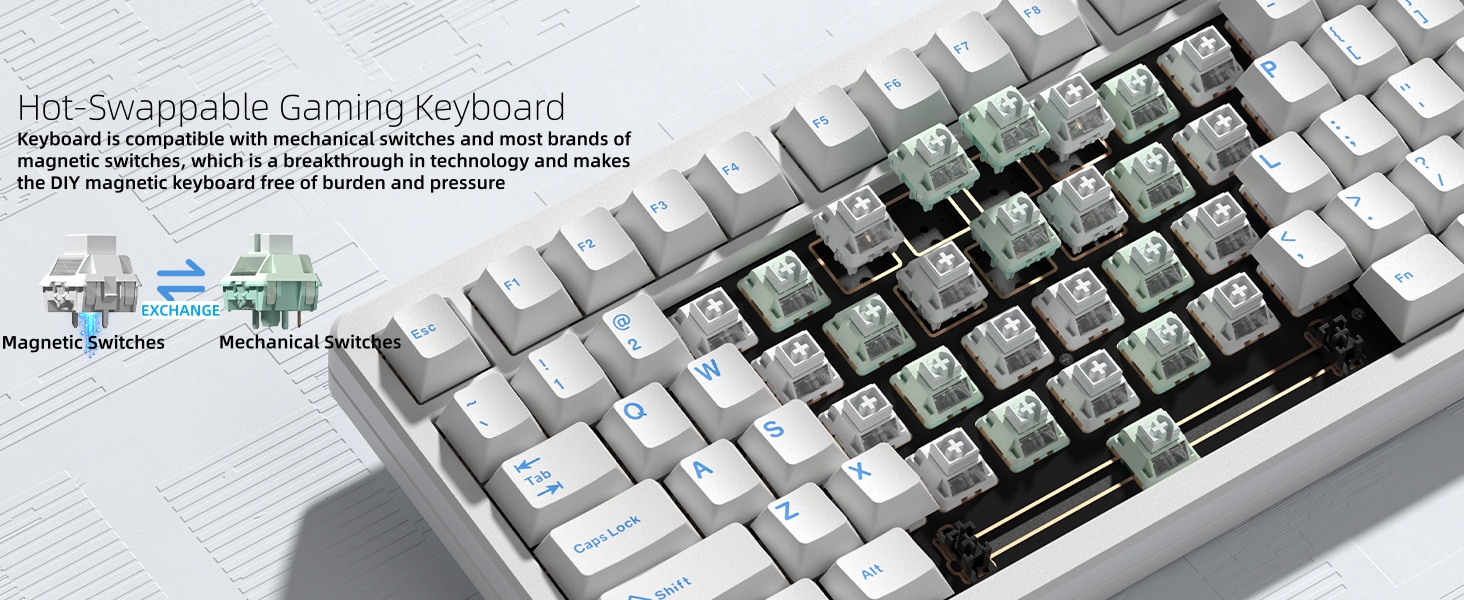 Keyboard Gaming 75% Hall Effec, Wireless Mechanical Keyboard Rapid Trigger Custom Magnetic Switch