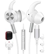 USB Type C Headphone 5FT Wired Earbuds Anti-Loose Wingtip Noise Canceling in-Ear Earphone with Mi...