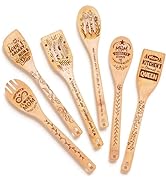 Riveira Modern 6pc Wooden Spoons For Cooking – Great Mother's Day Gift Ideas With Its Unique Desi...