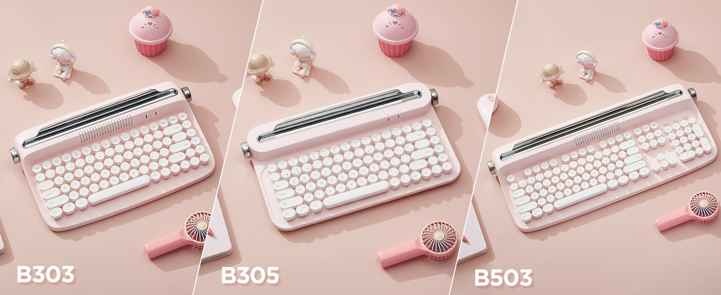 YUNZII ACTTO B303 Wireless Typewriter Keyboard, Retro Bluetooth Aesthetic Keyboard