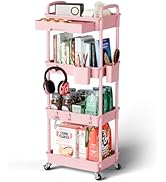 Sorgion 4 Tier Small Rolling Cart Organizer,Art Craft Diaper Bedside Snack Cart Laundry Room Bath...