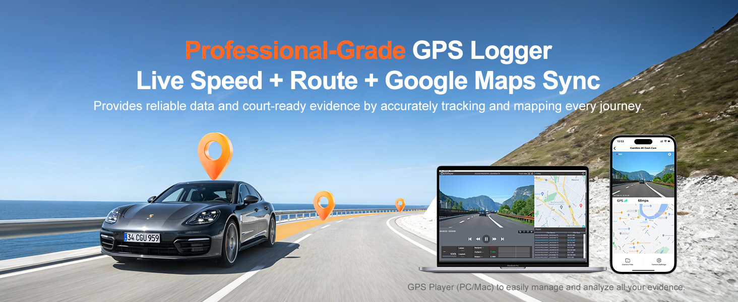 Dash Cam Front and Rear Inside with GPS
