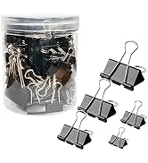 Otylzto 120Pcs Binder Clips Assorted Size, Office Clips with Clear Storage Container, Bulldog Cli...