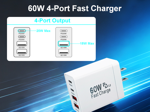 60W 4-Port Fast Charger
