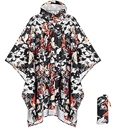 ANYOO Waterproof Rain Poncho for Adults Lightweight Raincoat for Men Women Jacket Coat Hooded for...