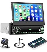 Single Din Touchscreen Car Stereo, 7inch Flip Out Screen Car Stereo with Bluetooth Car Audio Rece...