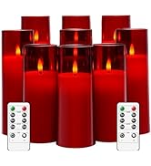 kakoya Flickering Flameless Candles Battery Operated with Remote and 2/4/6/8 H Timer Plexiglass L...