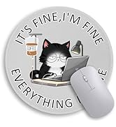 Immaturus Funny Cat Mouse Pad, Cute Small Mouse Pads for Desk, Round Travel Mousepad for Wireless...