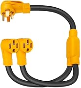 KNMIPJD 50Amp Y Splitter Adapter Cord 3FT 4-Prong NEMA 14-50P to 2 * 14-50R Generator Adapter 250...