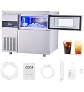 VEVOR Commercial Ice Maker Machine, 220 lbs/24H Stainless Steel Ice Machine with Worktop, 66 lbs ...