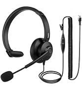 EAGATON S500 RJ9 Wired Single-Ear Headset for Desk Phone | Inline Volume Control, 2m Durable Cabl...