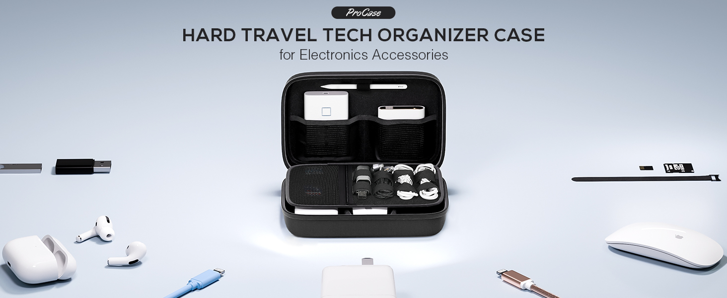 ProCase Hard Travel Electronic Organizer Case