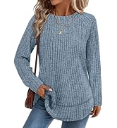 WIHOLL Long Sleeve Shirts for Women 2026 Fall Sweaters Lightweight Casual Tunic Tops Loose Fit Wi...