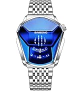 FANMIS Creative Fashion Blue LED Binary Digital Watches Men's Stainless Steel Silver Waterproof L...
