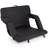 Wide stadium seat with non slip bleacher hooks and bottom strap for secure fit on outdoor benches