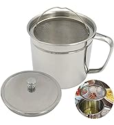 Evelots Bacon Grease Container with Fine Mesh Strainer-Large 42 Ounces Stainless Cooking Oil Can ...