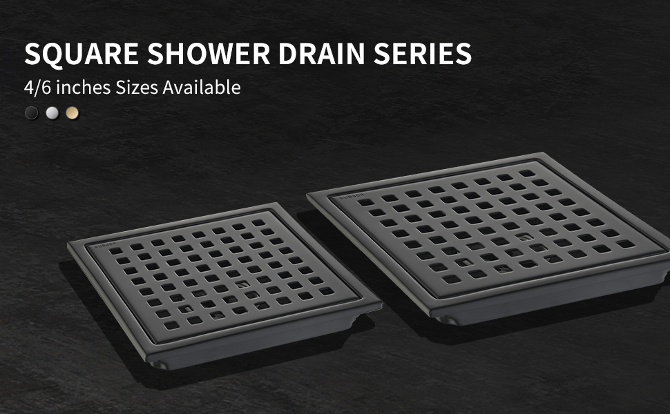 Square shower drainage in the bathroom