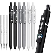 STAGEEK Black Gel Pens, 6Pcs Fine Point Smooth Writing Pens with 3 Extra Refills, Black Ink Pens ...